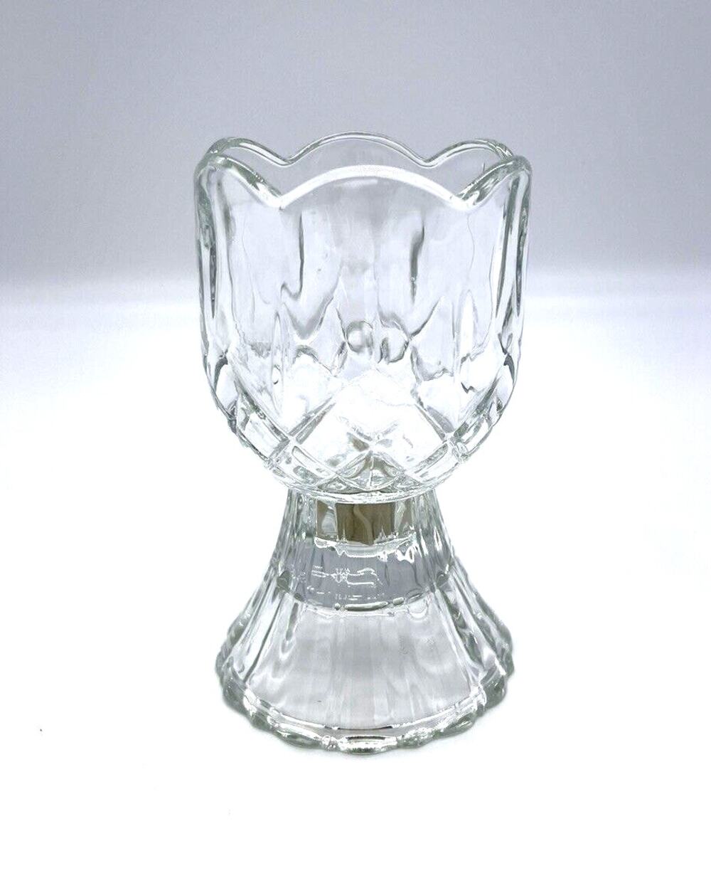 Homco Tulip Votive Candleholder Pegs Clear Glass 5” Tall - Picture 1 of 2